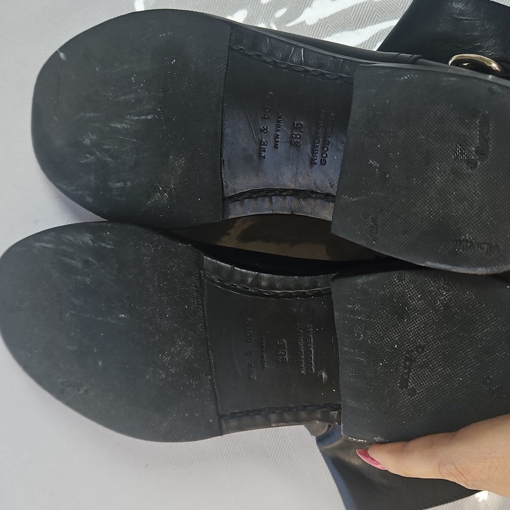 Rag & Bone Black Leather Ankle Boots Size 8 - Picture 5 of 10